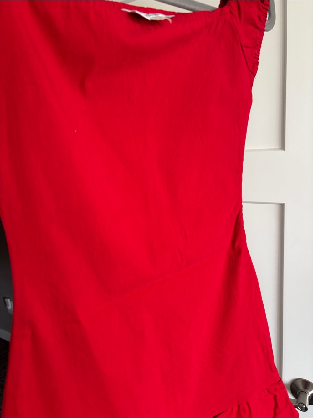 Zara Red Square-Neck Ruffle-Hem Dress - Picture 5 of 6